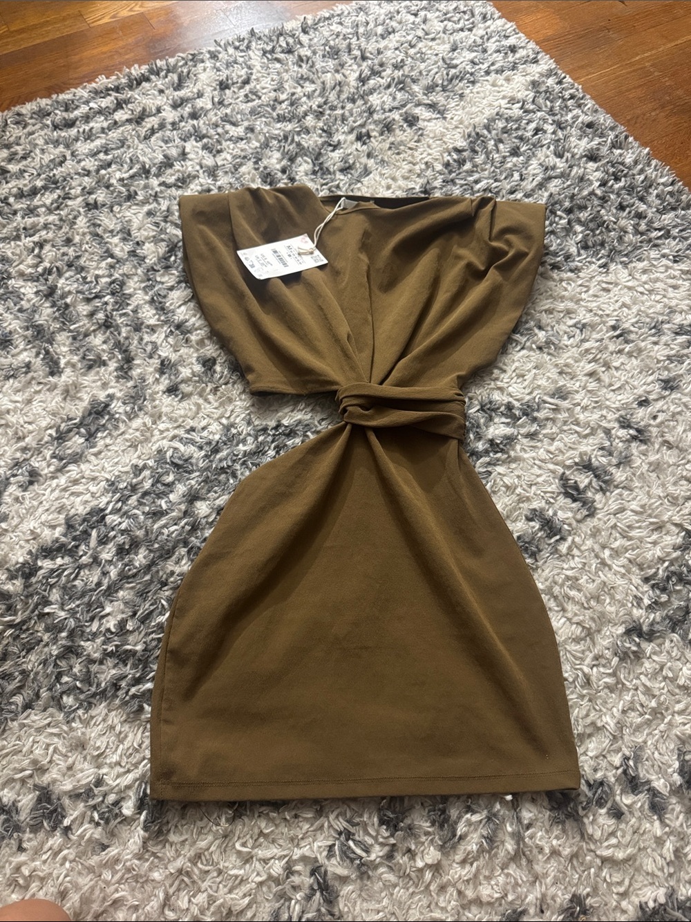 Zara Olive Twist-Front Mini Dress